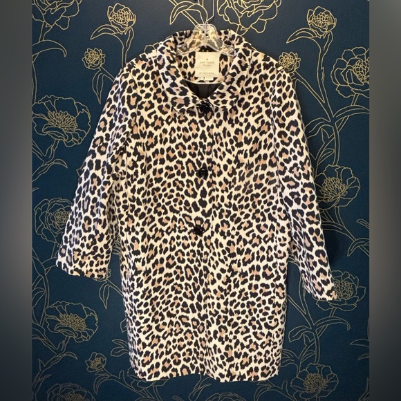 kate spade Jackets & Blazers - KATE SPADE silk blend LEOPARD coat TOPPER button front PLUS SIZED 14